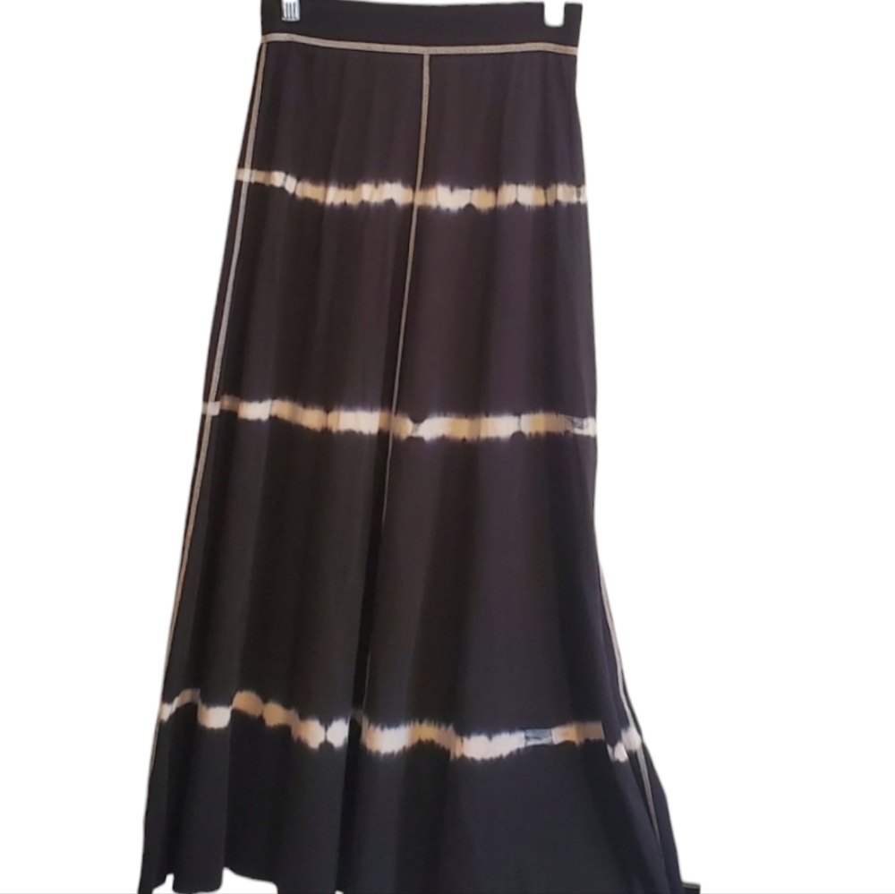 gorgeous black maxi skirt with tie dye white detail